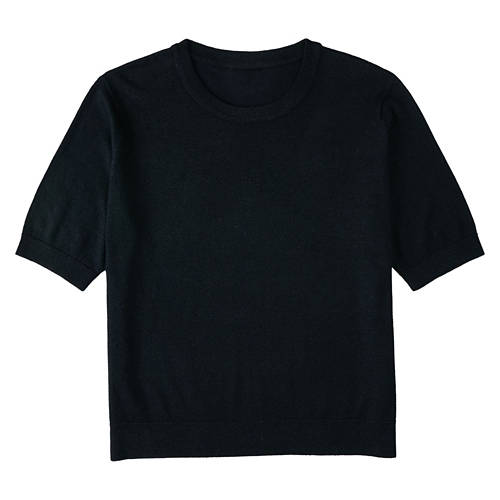 Serra Ladies Short Sleeve Lurex Top - Black, L